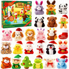 Advent Calendar 24 Mini Plush Animals Reusable Storage Box