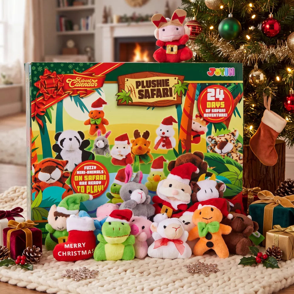 Advent Calendar 24 Mini Plush Animals Reusable Storage Box