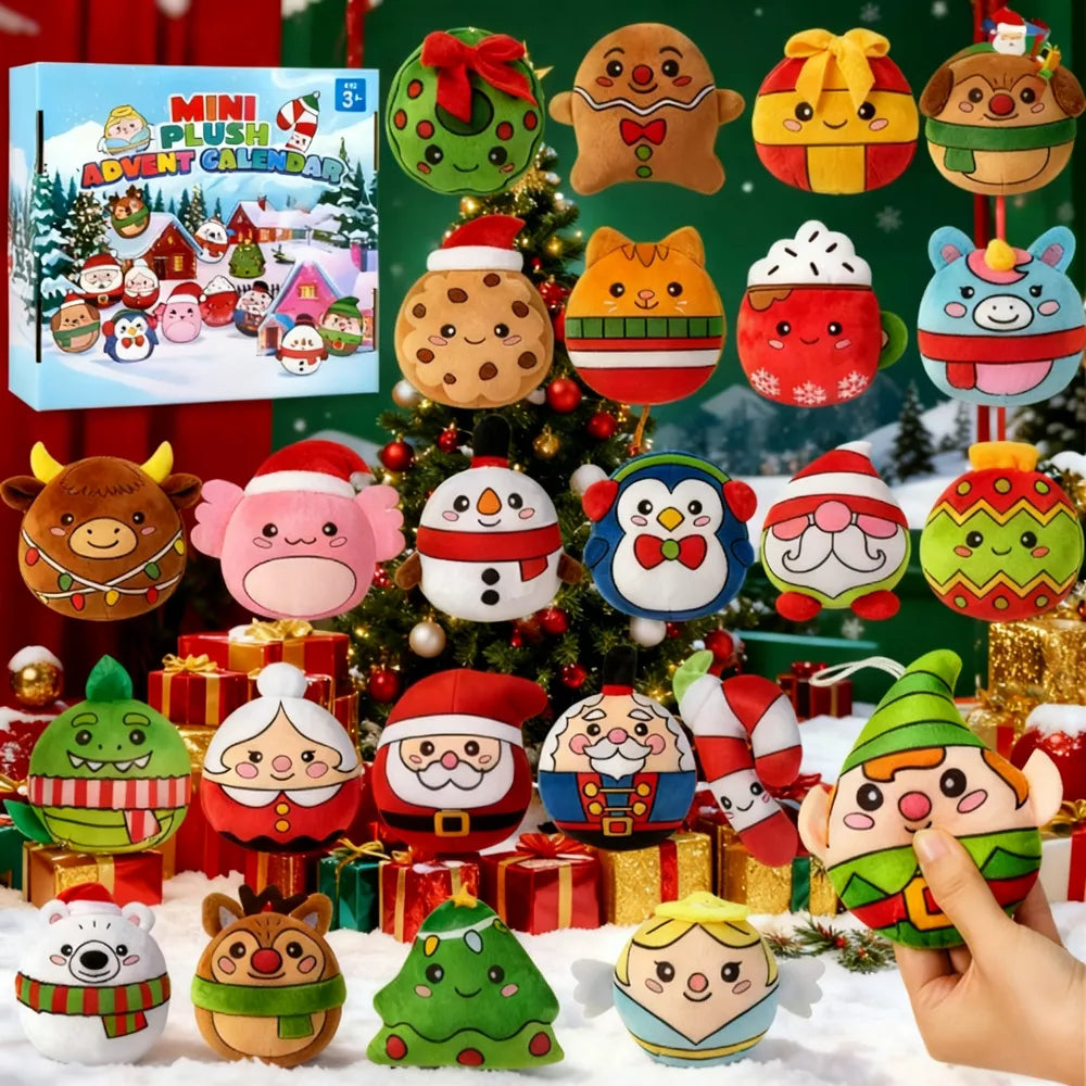 Advent Calendar 24 Mini Plush Hanging Lanyards
