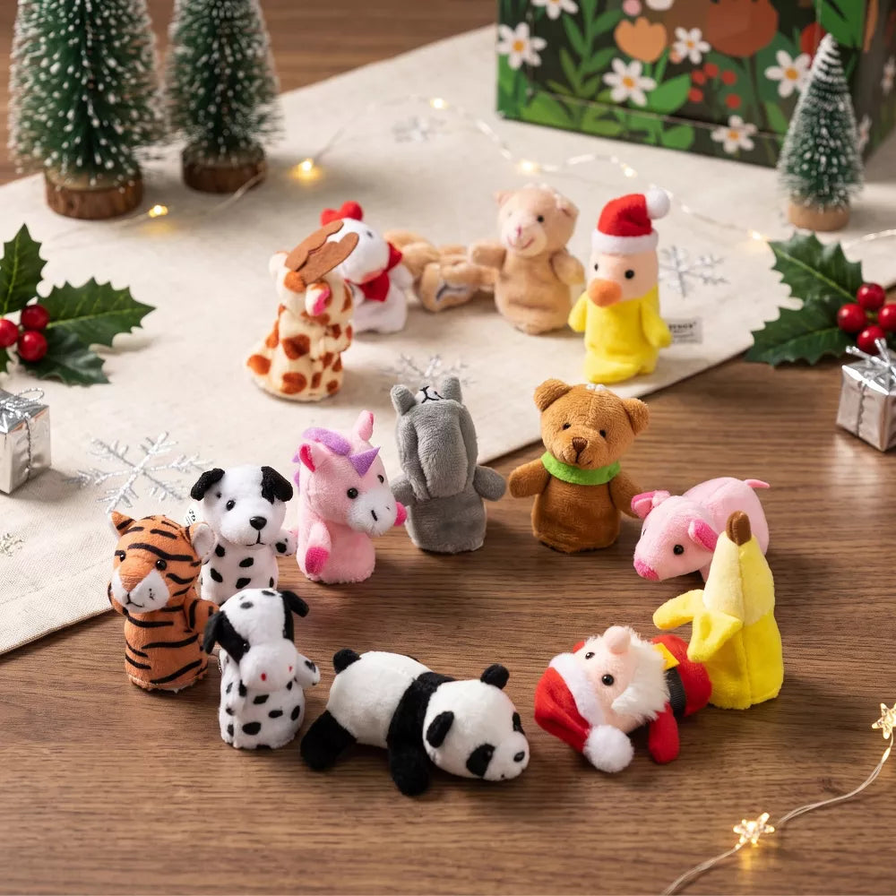 Advent Calendar 24 Plush Finger Puppets Compact Reusable Box