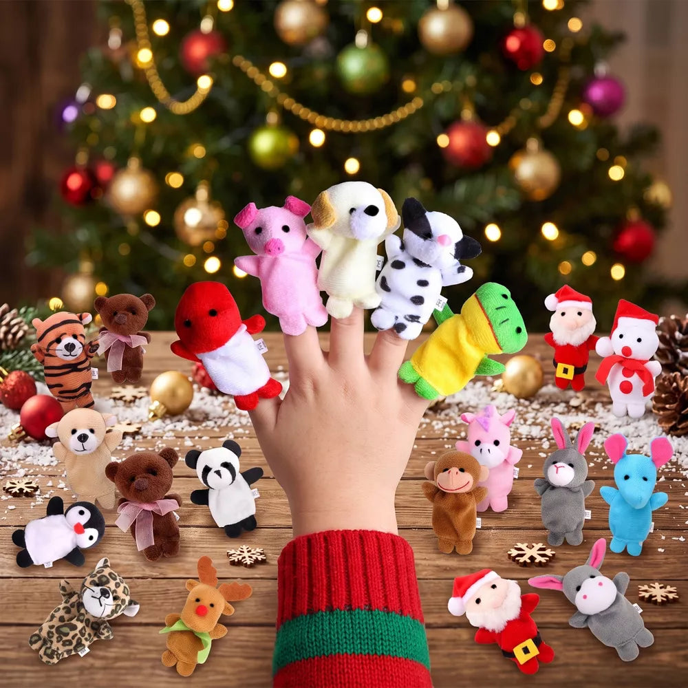 Advent Calendar 24 Plush Finger Puppets Compact Reusable Box