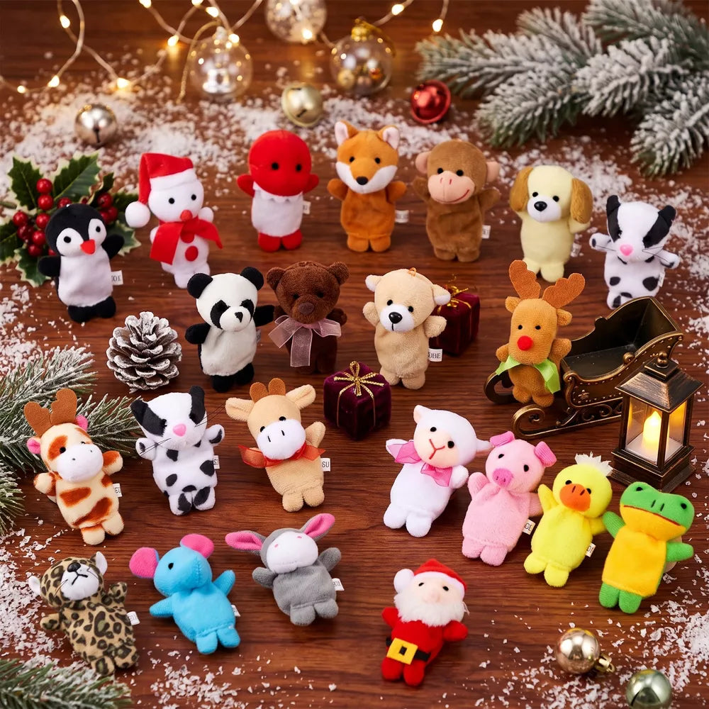 Advent Calendar 24 Plush Finger Puppets Compact Reusable Box
