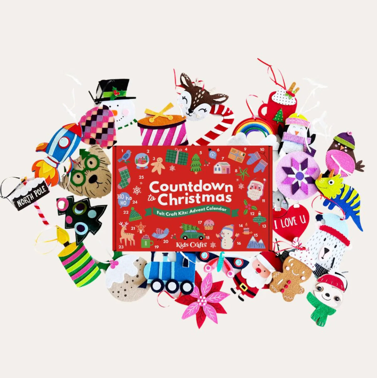 Advent Calendar Felt Ornaments Pre-Cut Set of 25