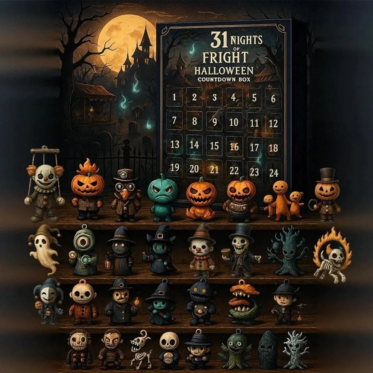 Advent Calendar Tabletop Hand-Painted Resin Miniatures Reusable