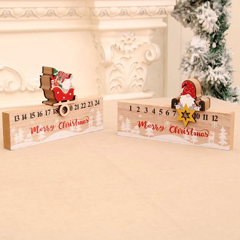 Advent Calendar Wooden Santa Sleigh Handcrafted Tabletop