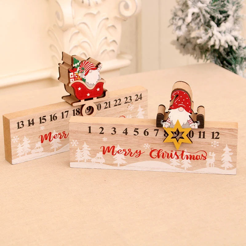 Advent Calendar Wooden Santa Sleigh Handcrafted Tabletop