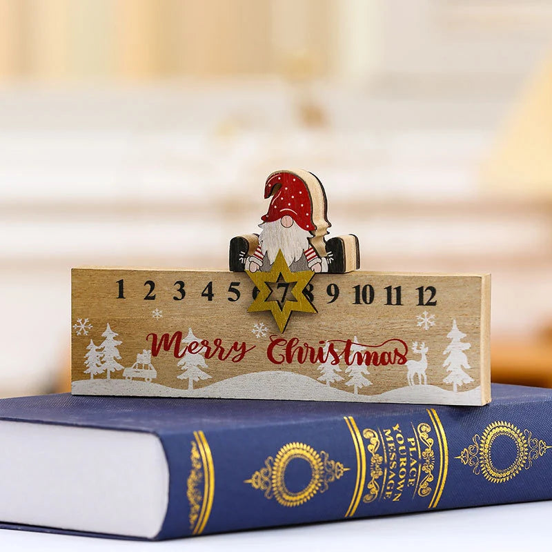 Advent Calendar Wooden Santa Sleigh Handcrafted Tabletop