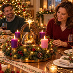 Advent Wreath Lighted Nativity Scene Four Flameless Candles