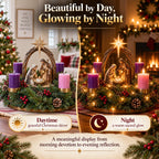 Advent Wreath Lighted Nativity Scene Four Flameless Candles