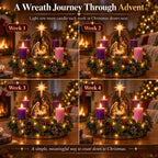 Advent Wreath Lighted Nativity Scene Four Flameless Candles