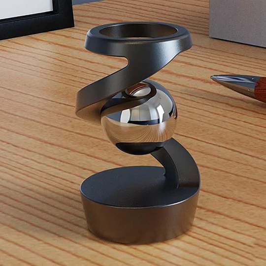 Aerospace-Grade Aluminum Floating Helix Desk Sculpture