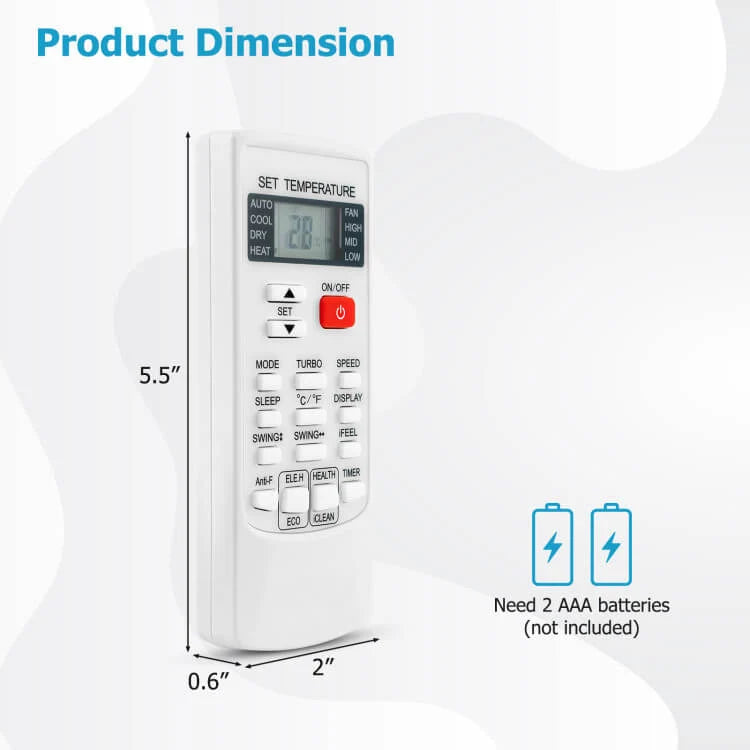 Air Conditioner Remote Universal Digital Display & Timer