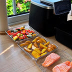 Air Fryer Baskets Stackable Stainless Steel With Heat-Resistant Tongs