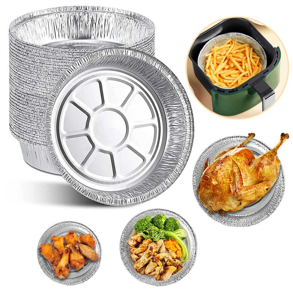 Air Fryer Liners 6-9 Inch Non-Stick Aluminum Raised Edge