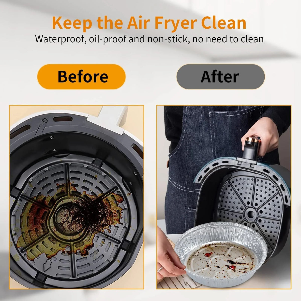 Air Fryer Liners 6-9 Inch Non-Stick Aluminum Raised Edge