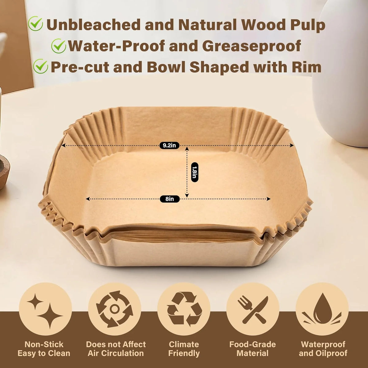 Air Fryer Liners Non-Stick Unbleached Parchment