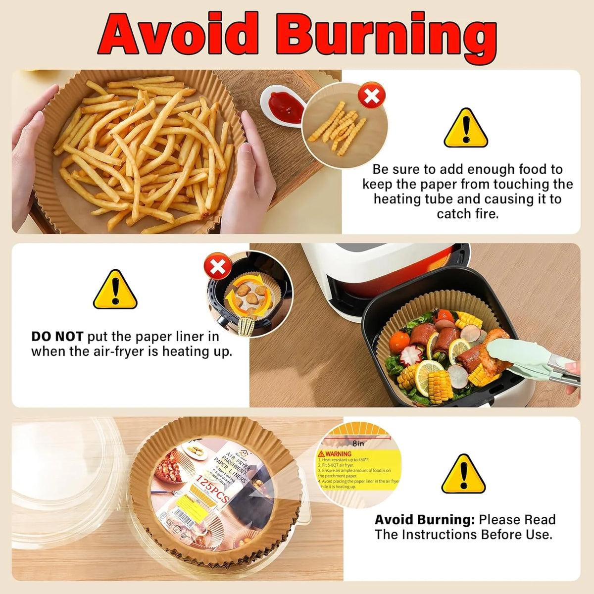 Air Fryer Liners Non-Stick Unbleached Parchment
