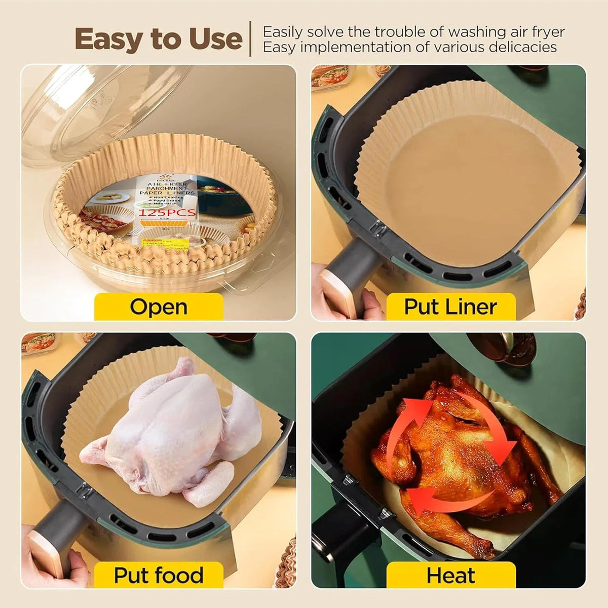 Air Fryer Liners Non-Stick Unbleached Parchment