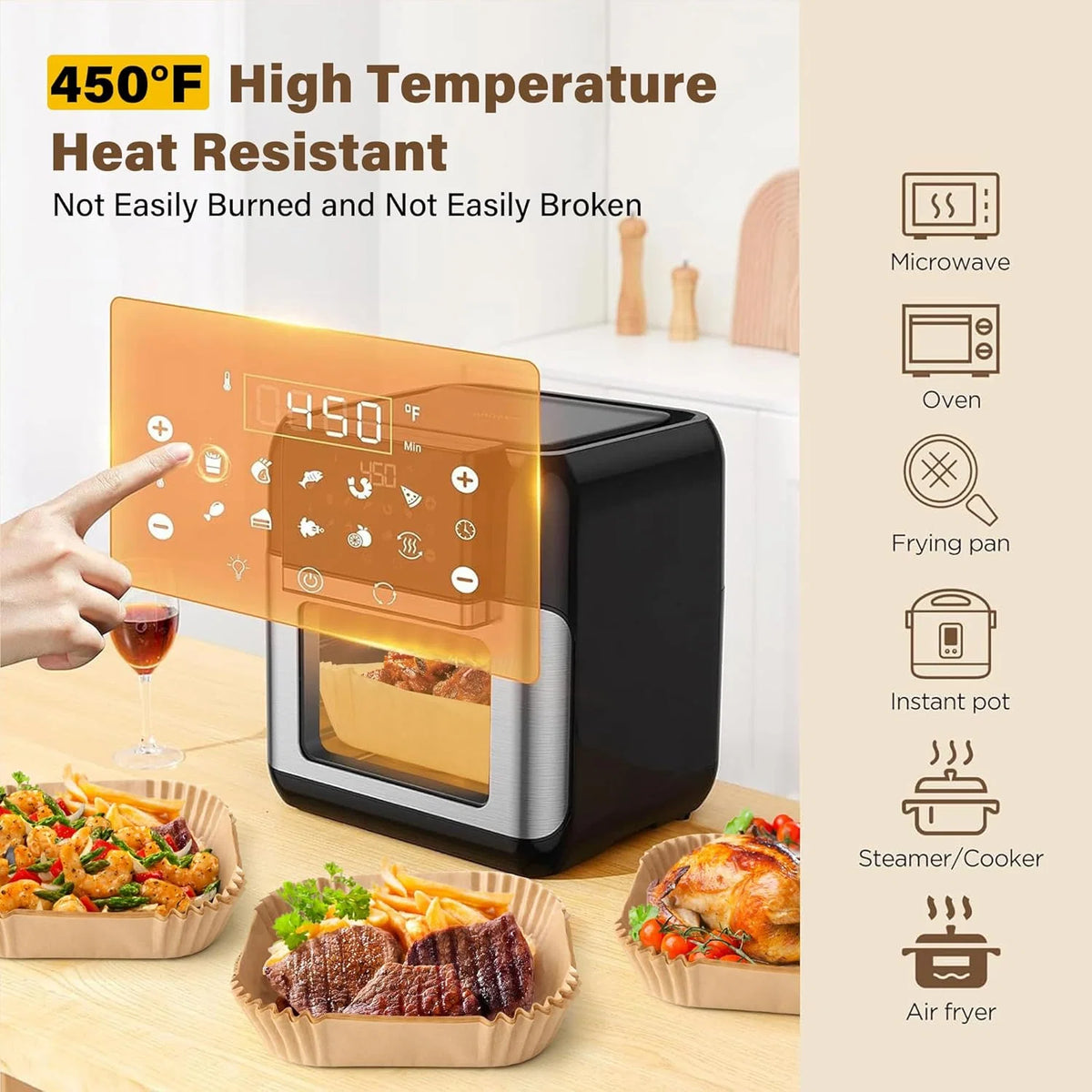 Air Fryer Liners Non-Stick Unbleached Parchment