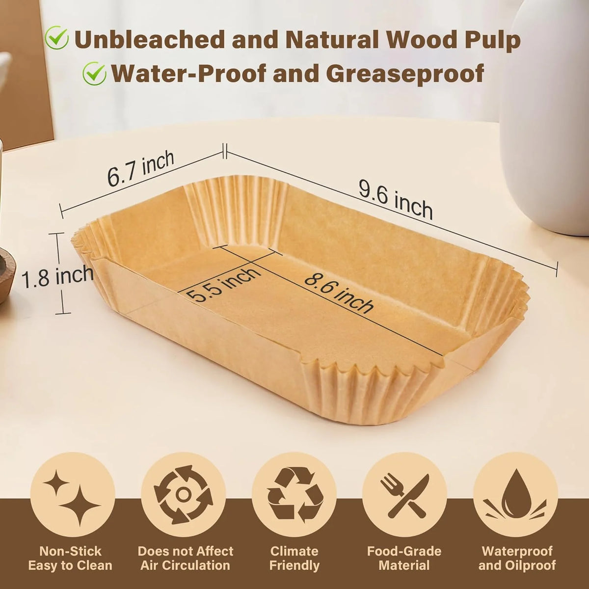 Air Fryer Liners Non-Stick Unbleached Parchment