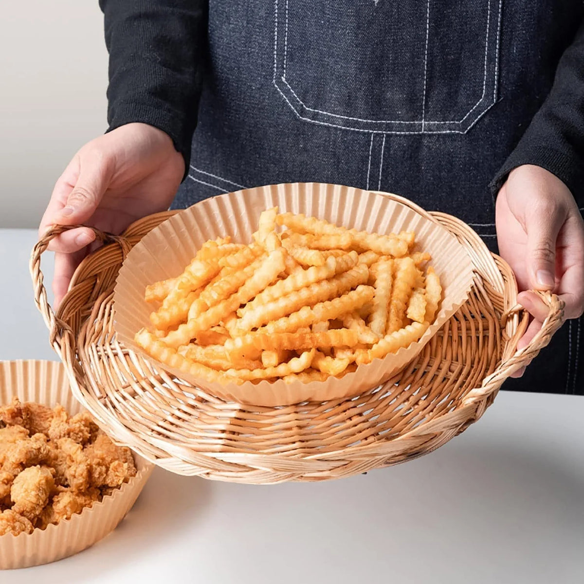 Air Fryer Paper Liners Non-Stick Heat-Resistant Raised Edge