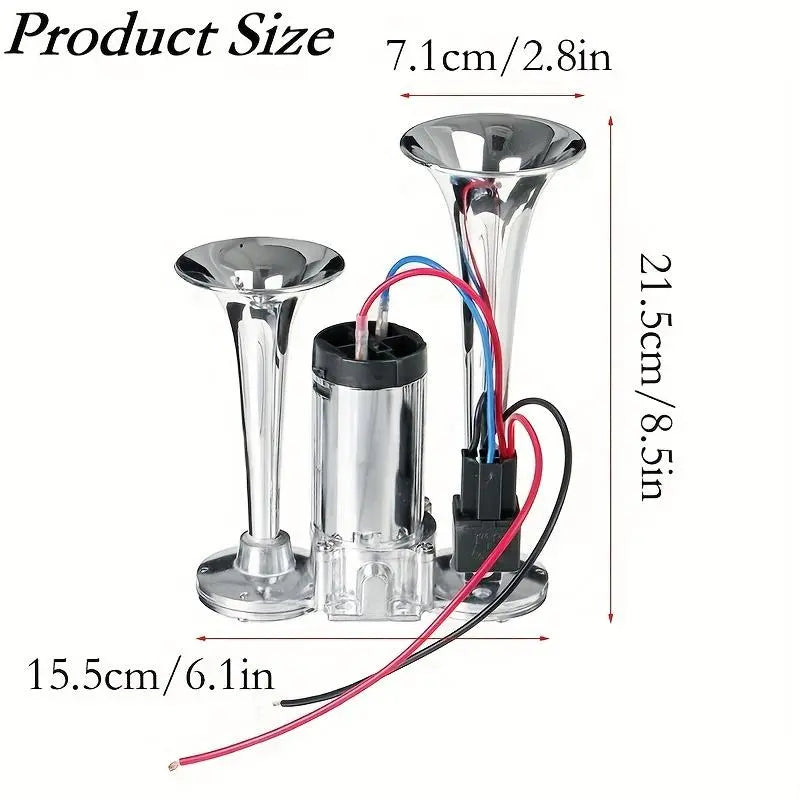 Air Horn Kit Dual Horn Compressor 130 dB