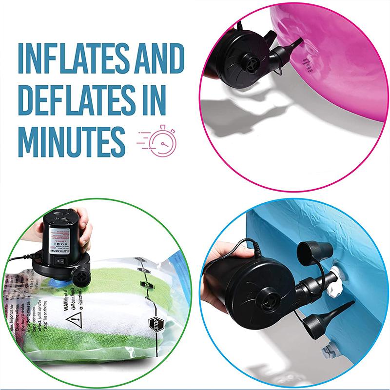 Air Pump Electric Fast Inflation Cordless 3 Nozzle Sizes