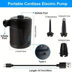 Air Pump USB Rechargeable Cordless Quick Inflation