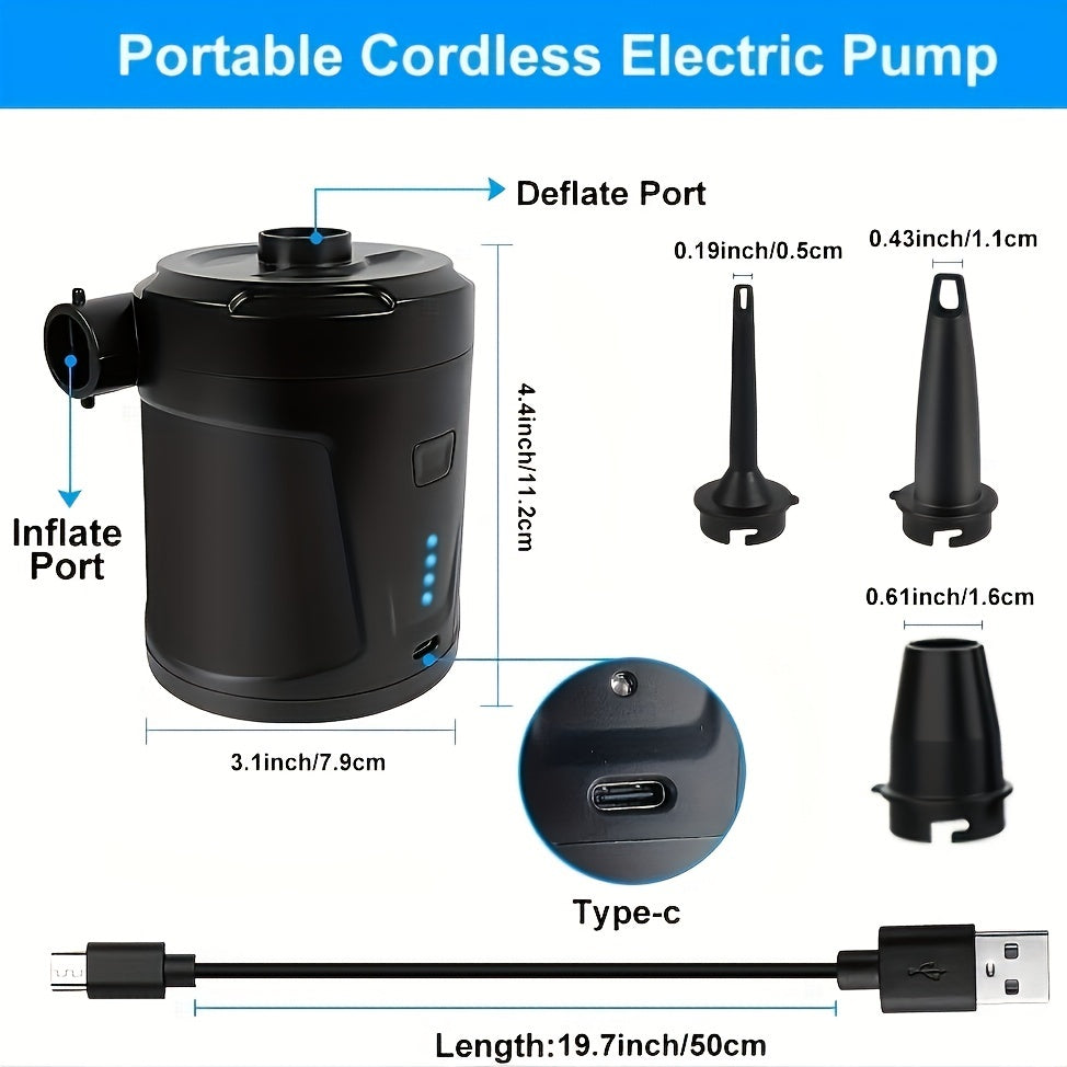 Air Pump USB Rechargeable Cordless Quick Inflation