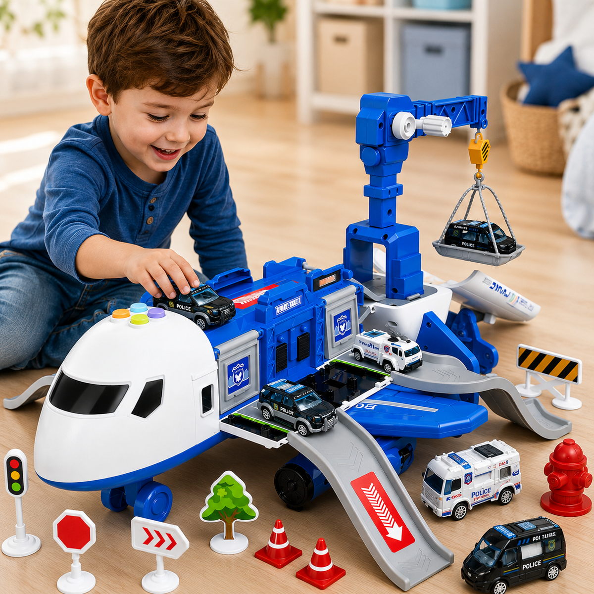 Airplane Playset Multi-Vehicle Durable ABS Plastic