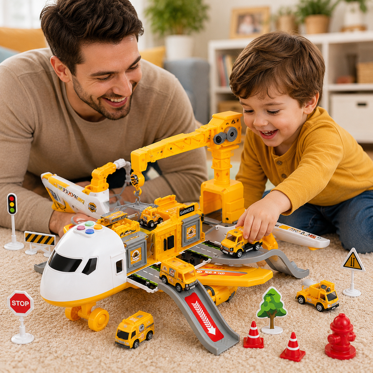 Airplane Playset Multi-Vehicle Durable ABS Plastic