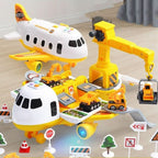 Airplane Playset Transforming Track Foldable Ramps & Light-Up Engines