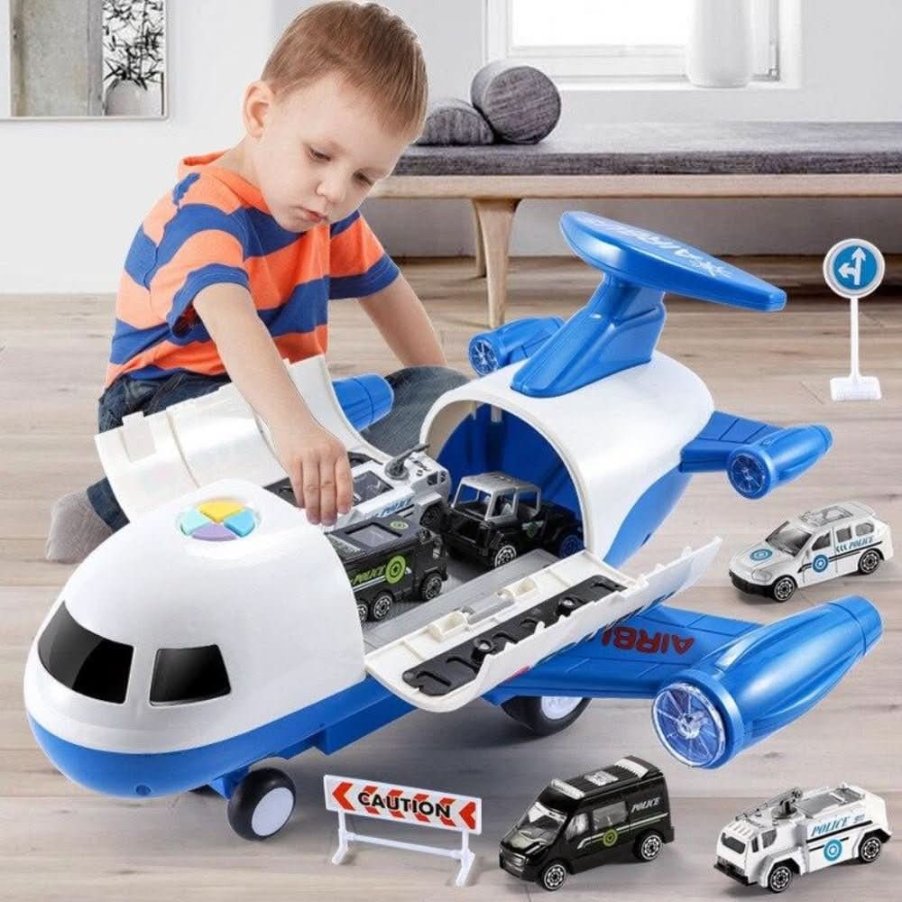 Airplane Playset Transforming Track Foldable Ramps & Light-Up Engines