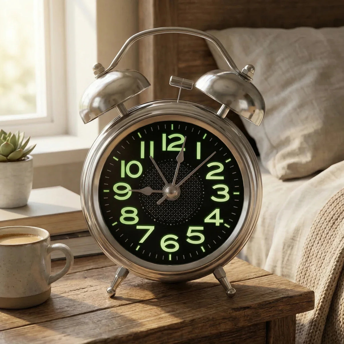 Alarm Clock Extra Loud Double Bell & Silent Quartz