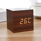 Alarm Clock LED Cube Temperature Display Snooze