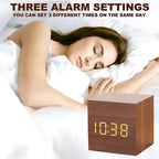Alarm Clock LED Cube Temperature Display Snooze