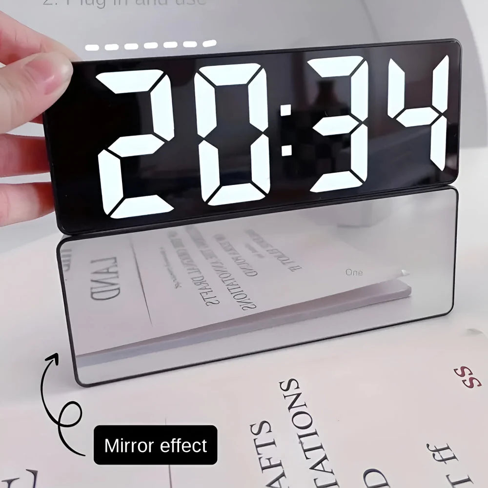 Alarm Clock Mirror LED USB & Battery Powered