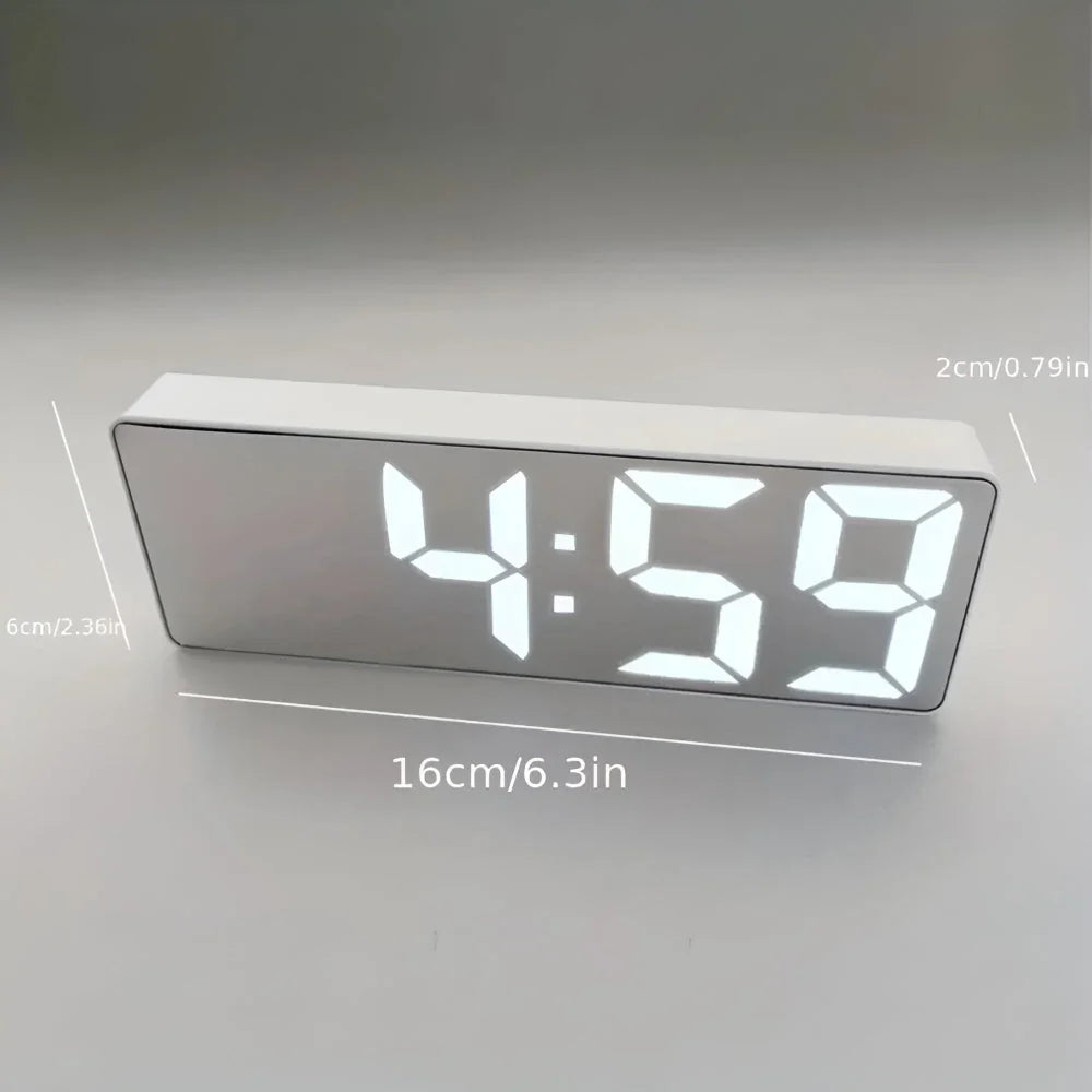 Alarm Clock Mirror LED USB & Battery Powered