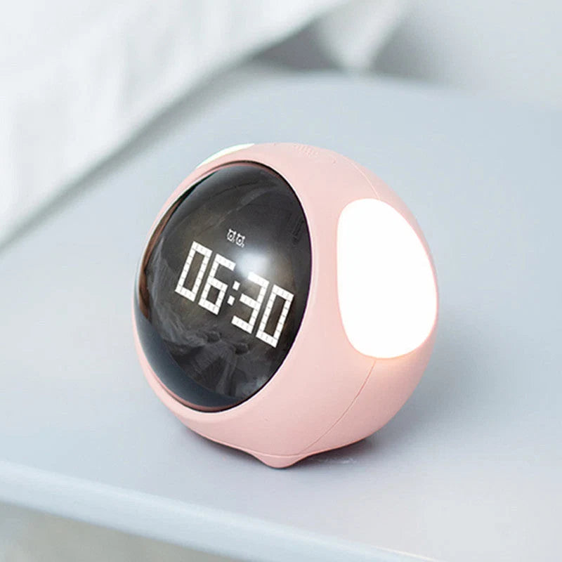 Alarm Clock Pixel Display Temperature & Voice-Activated Night Light