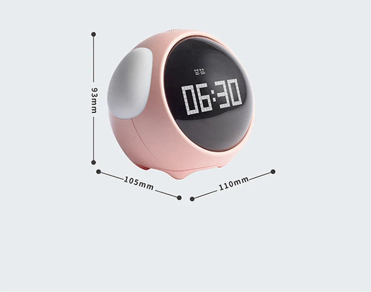 Alarm Clock Pixel Display Temperature & Voice-Activated Night Light