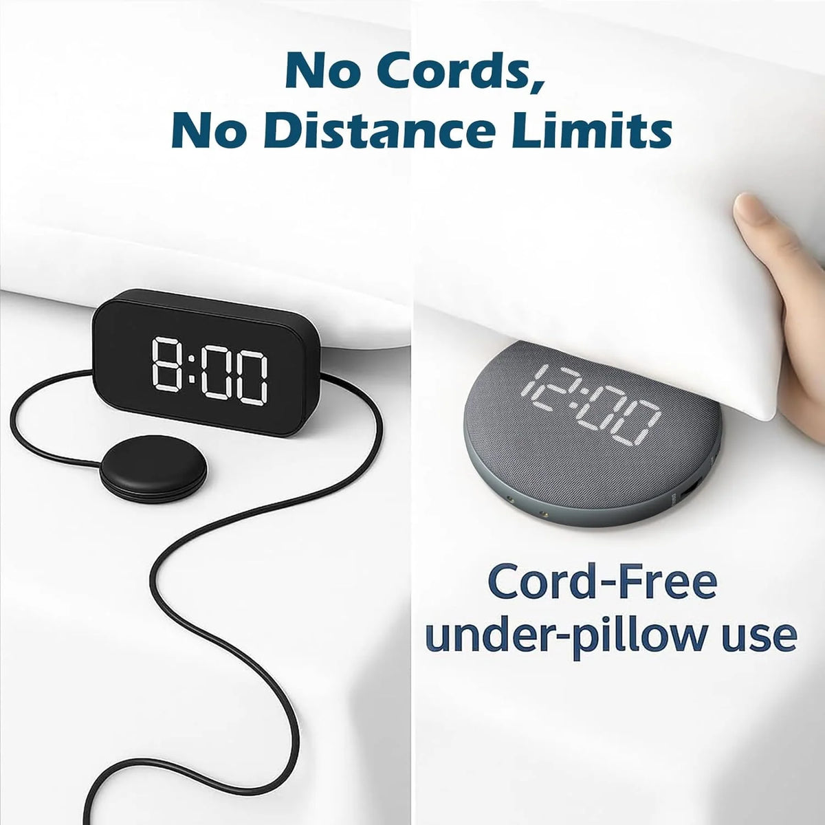 Alarm Clock Rechargeable 110dB Vibrating Bed Shaker