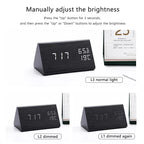 Alarm Clock Wood Finish Voice Control Temperature Display