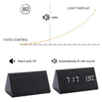 Alarm Clock Wood Finish Voice Control Temperature Display