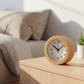 Analog Alarm Clock Beech Wood Silent Movement Battery Powered