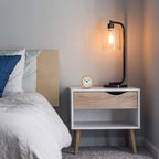 Analog Alarm Clock Silent Beech Wood LED Night Light