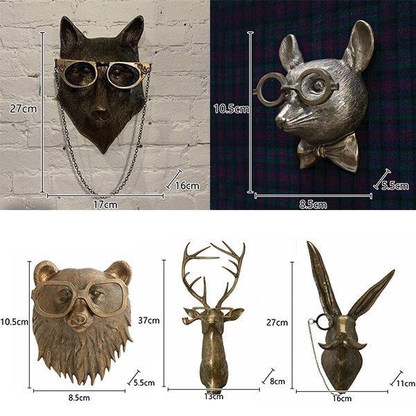 Animal Head Wall Decor Hand-Painted UV-Resistant & Lightweight