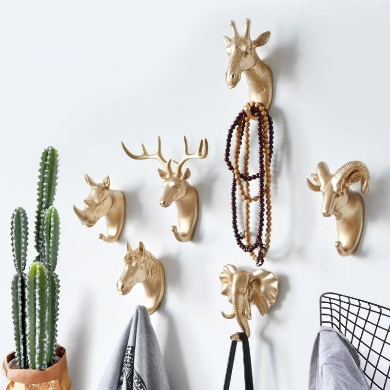 Animal Head Wall Hook Cast Iron Mounting Hardware Included