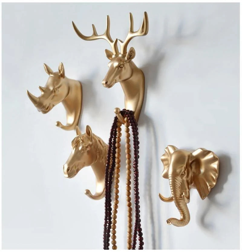 Animal Head Wall Hook Cast Iron Mounting Hardware Included