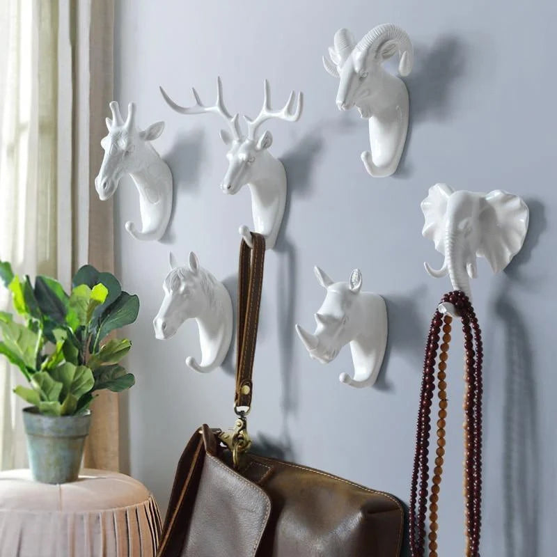Animal Head Wall Hook Cast Iron Mounting Hardware Included