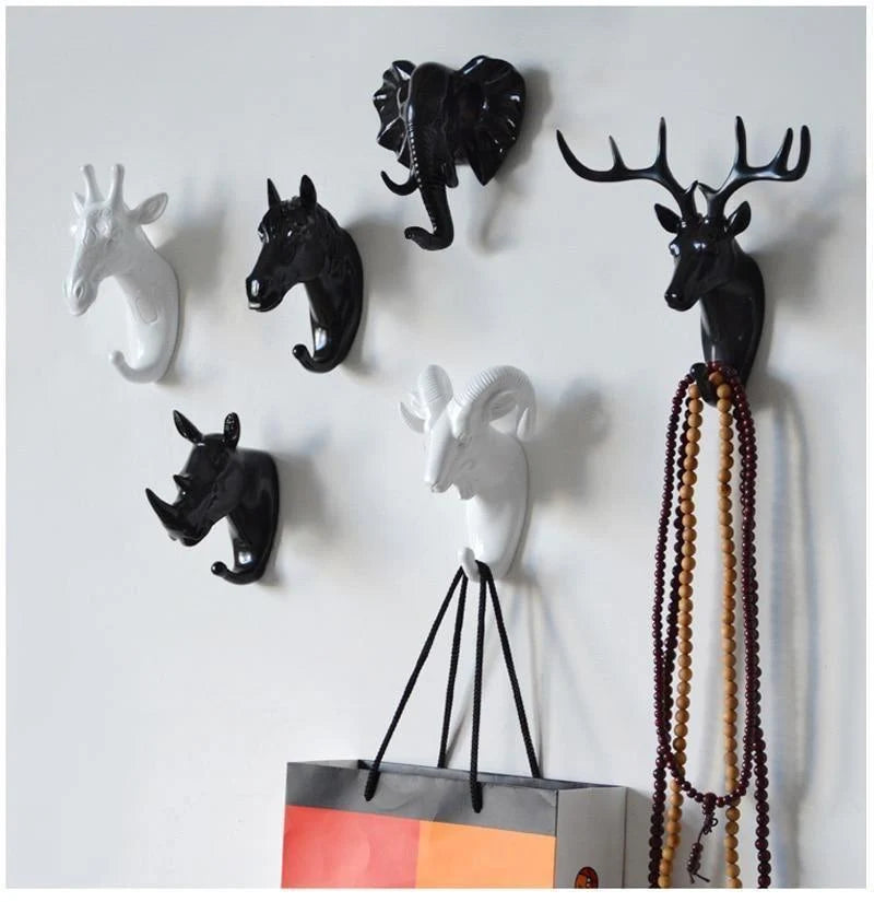 Animal Head Wall Hook Cast Iron Mounting Hardware Included